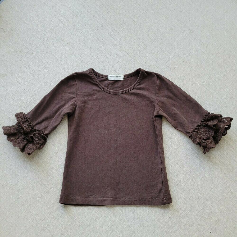 Adorable Essentials Brown Ruffle Top - Picture 2 of 4